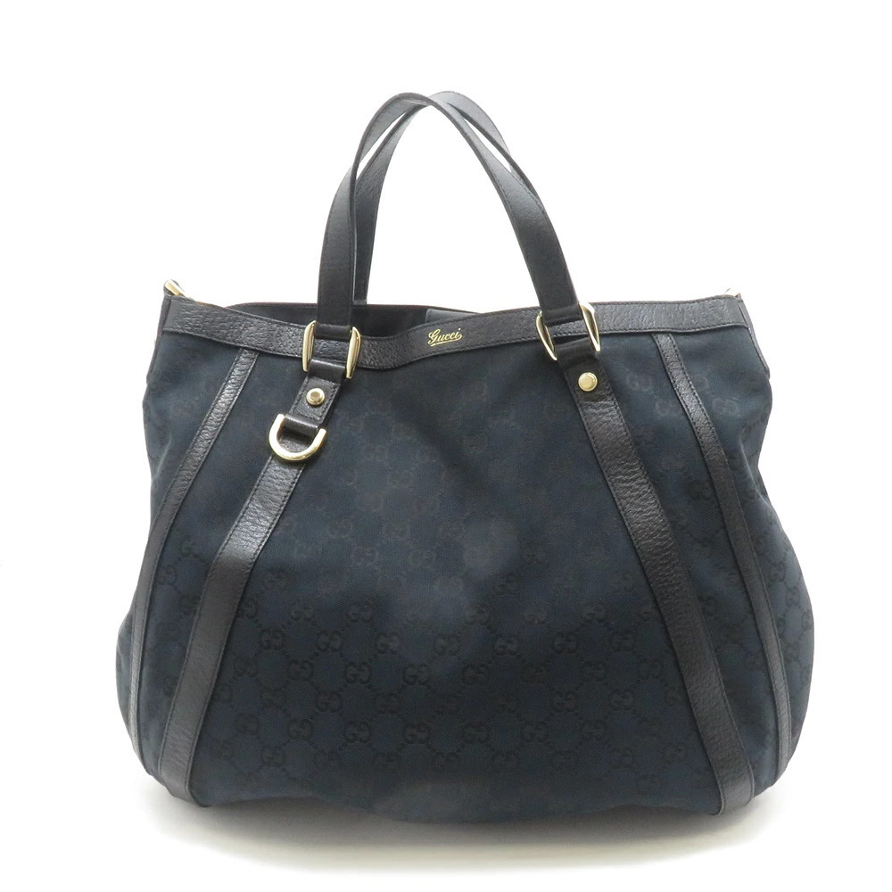 Gucci GG bag black canvas leather handbag